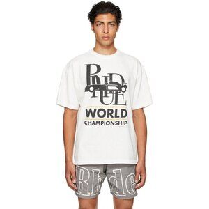 Rhude World Champion T-Shirt L Mens Off-White Cotton Tee